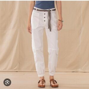 Sundance White Track Pants with Black Belt